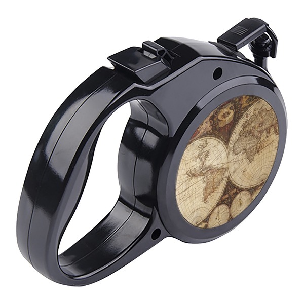 Vintage World Map Retractable Dog Leash - Angle