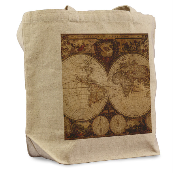 Custom Vintage World Map Reusable Cotton Grocery Bag