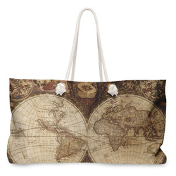 Vintage World Map Large Tote Bag with Rope Handles