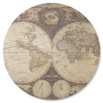 Vintage World Map Round Rubber Backed Coaster