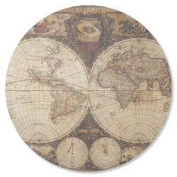 Vintage World Map Round Rubber Backed Coaster