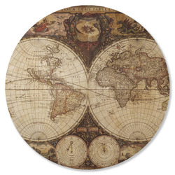 Vintage World Map Round Rubber Backed Coaster