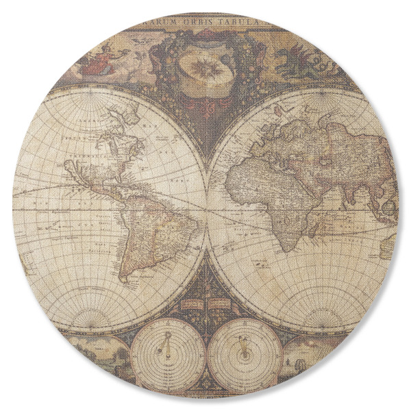 Custom Vintage World Map Round Rubber Backed Coaster