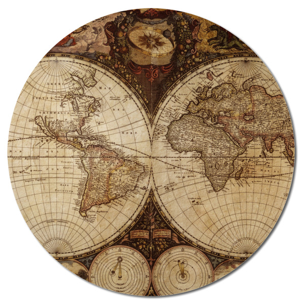 Vintage World Map Round Fridge Magnet - FRONT