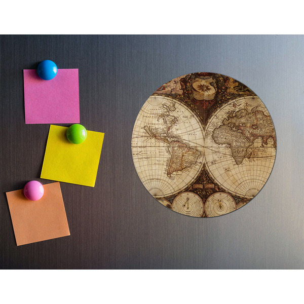Vintage World Map Round Fridge Magnet - LIFESTYLE
