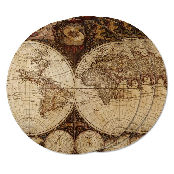 Vintage World Map Round Fridge Magnet - THREE