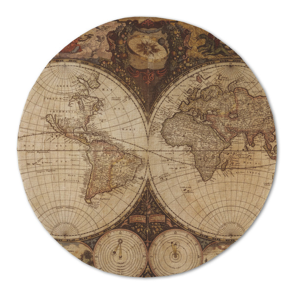 Custom Vintage World Map Round Linen Placemat - Single Sided