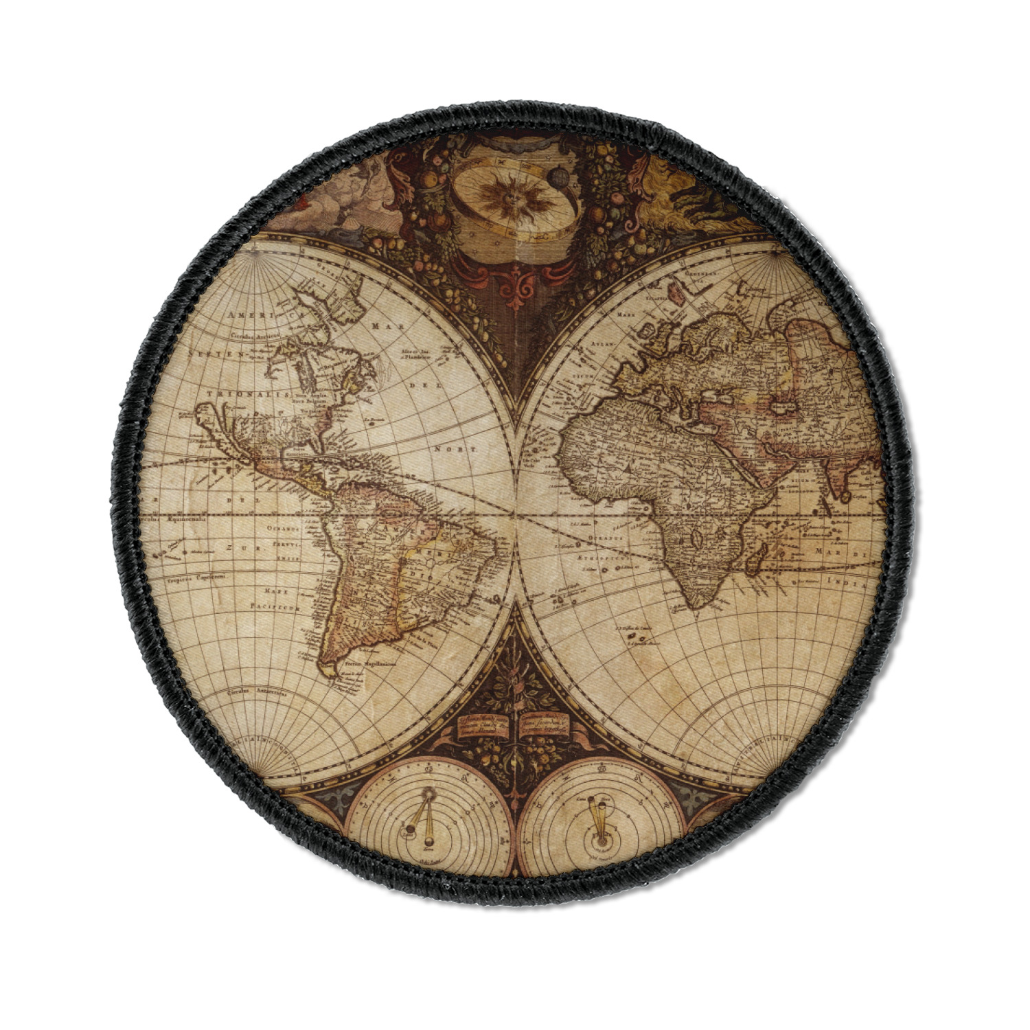 Custom Vintage World Map Iron on Patches | YouCustomizeIt