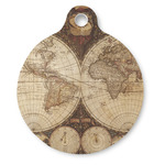 Vintage World Map Round Pet ID Tag - Large