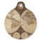 Vintage World Map Round Pet ID Tag - Large - Front