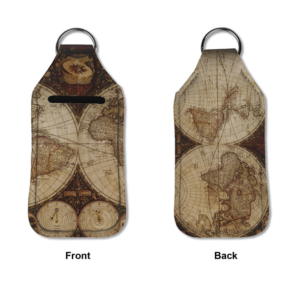 Vintage World Map Sanitizer Holder Keychain - Large APPROVAL (Flat)