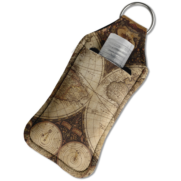 Vintage World Map Sanitizer Holder Keychain - Large in Case