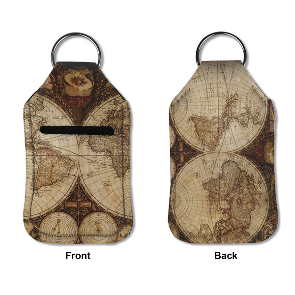 Vintage World Map Sanitizer Holder Keychain - Small APPROVAL (Flat)