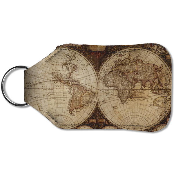 Vintage World Map Sanitizer Holder Keychain - Small (Back)