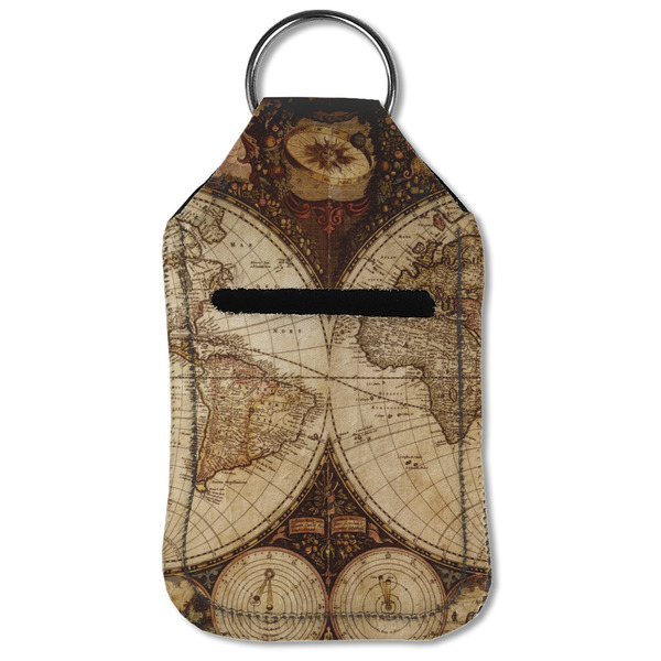 Vintage World Map Sanitizer Holder Keychain - Small (Front Flat)