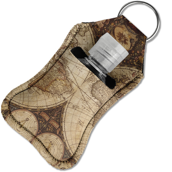 Vintage World Map Sanitizer Holder Keychain - Small in Case