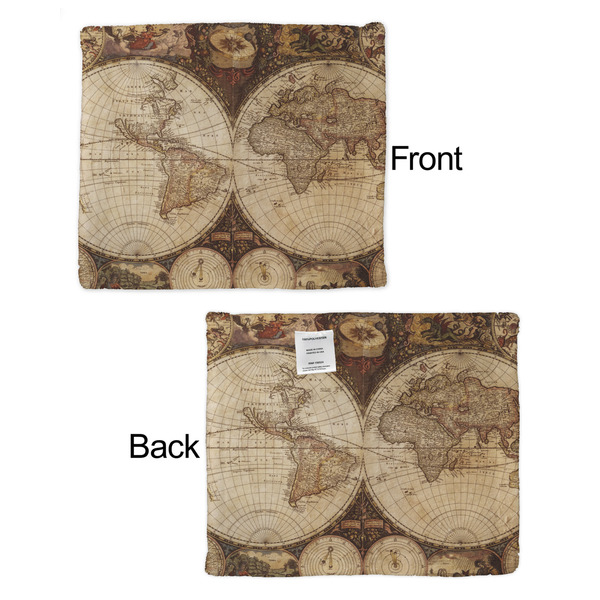 Vintage World Map Security Blanket - Front & Back View