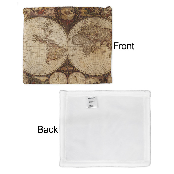 Vintage World Map Security Blanket - Front & White Back View