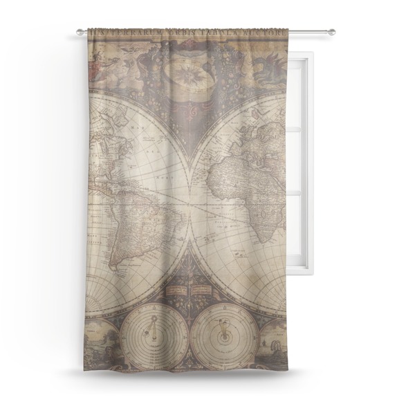 Custom Vintage World Map Sheer Curtain
