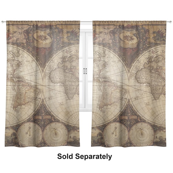 Antique World Map Sheer Curtains