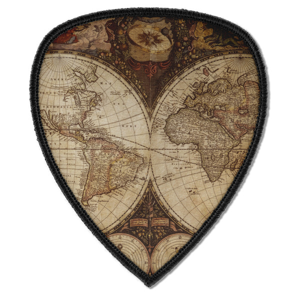 Custom Vintage World Map Iron on Shield Patch A