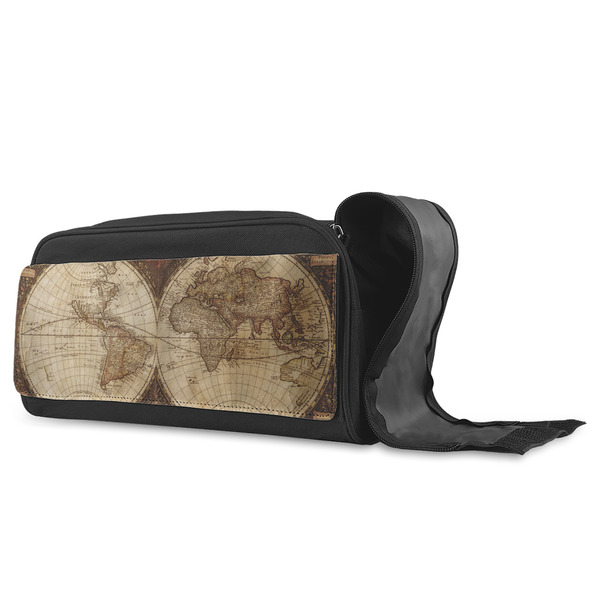 Vintage World Map Shoe Bags - ANGLE (Open)