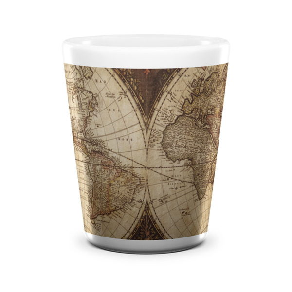 Vintage World Map Shot Glass - White - FRONT