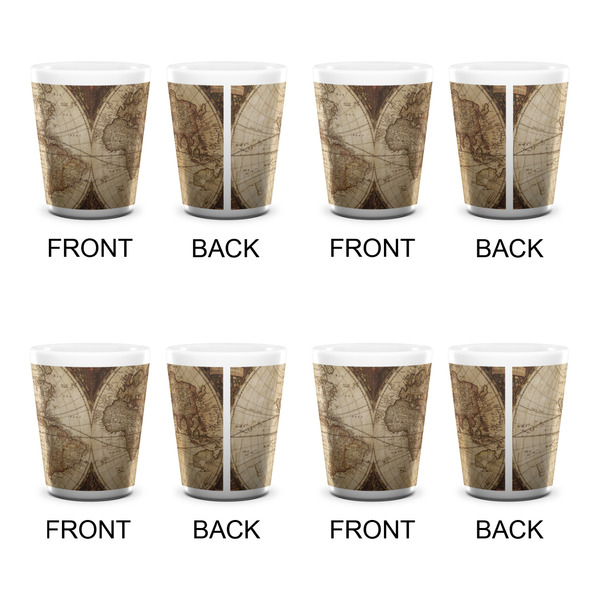 Vintage World Map Shot Glass - White - Set of 4 - APPROVAL