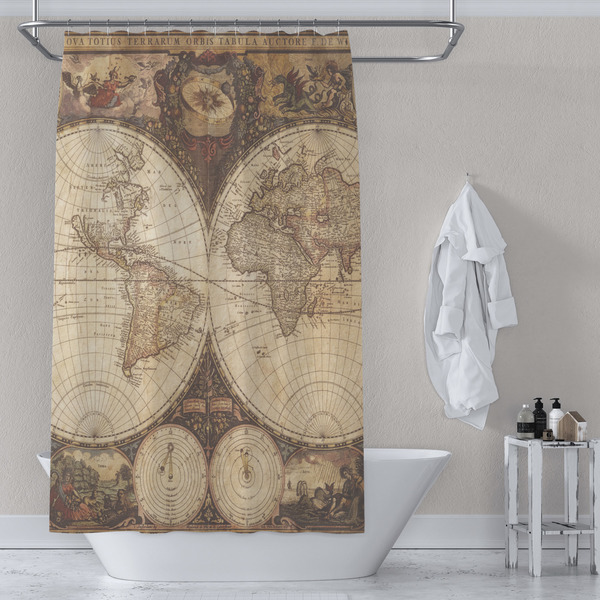 Vintage World Map Shower Curtain Lifestyle