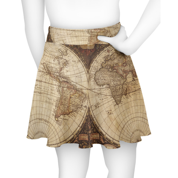 Vintage World Map Skater Skirt - Back