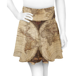 Vintage World Map Skater Skirt - Medium