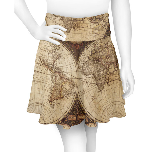Custom Vintage World Map Skater Skirt - Small