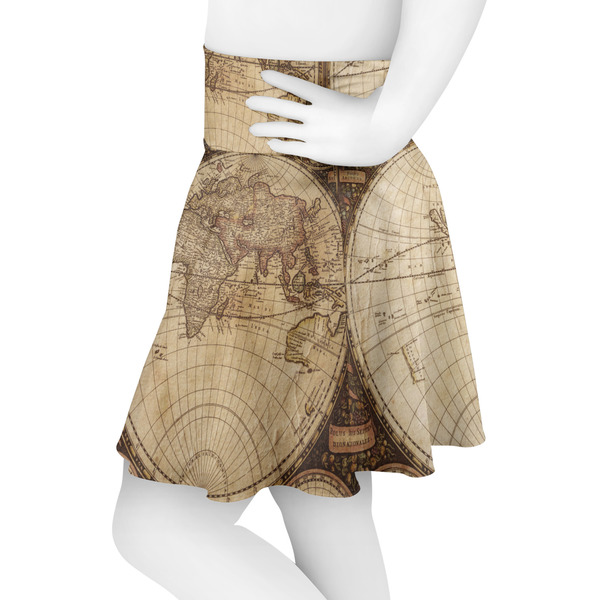 Vintage World Map Skater Skirt - Side