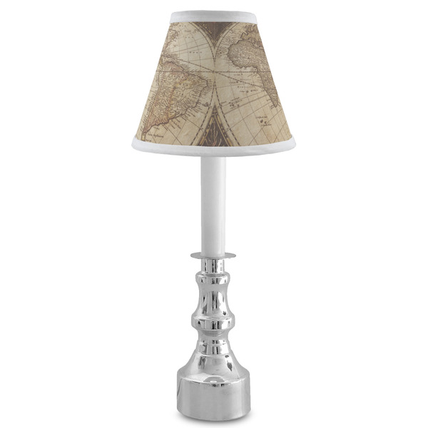 Vintage World Map Small Chandelier Lamp - LIFESTYLE (on candle stick)