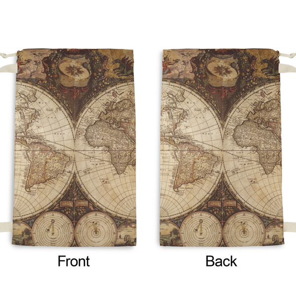 Vintage World Map Small Laundry Bag - Front & Back View