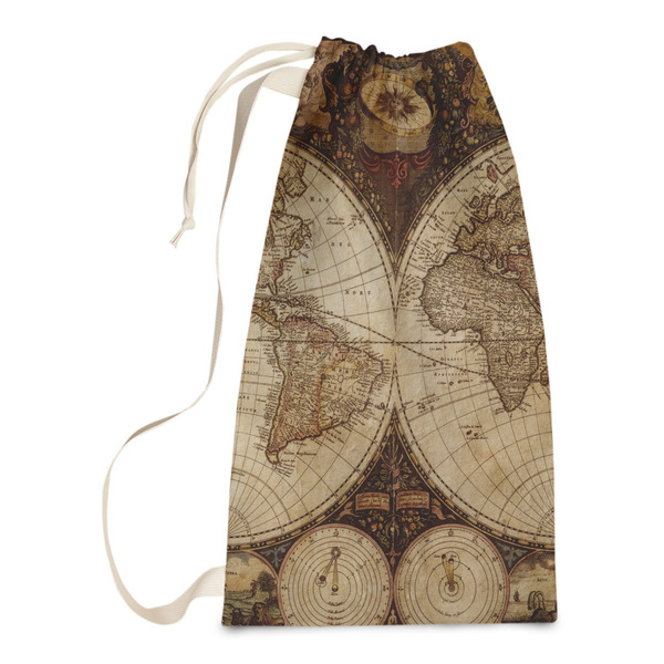 Custom Vintage World Map Laundry Bags - Small