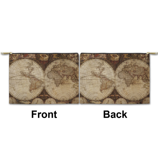 Vintage World Map Small Zipper Pouch Approval (Front and Back)