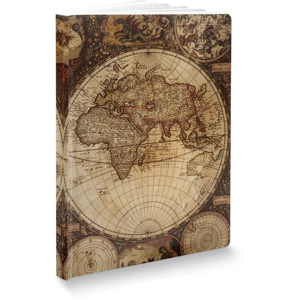 Custom Vintage World Map Softbound Notebook - 7.25" x 10"