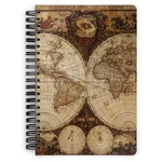 Vintage World Map Spiral Notebook - 7x10