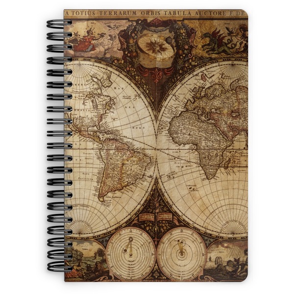 Custom Vintage World Map Spiral Notebook - 7x10