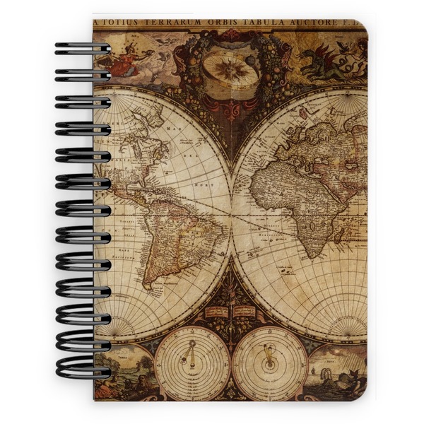 Custom Vintage World Map Spiral Notebook - 5x7