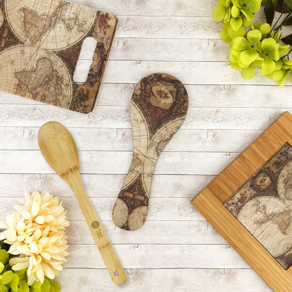 Vintage World Map Spoon Rest Trivet - LIFESTYLE