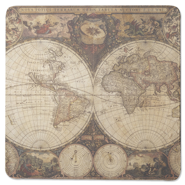Custom Vintage World Map Square Rubber Backed Coaster