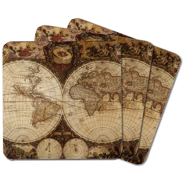 Vintage World Map Square Fridge Magnet - MAIN