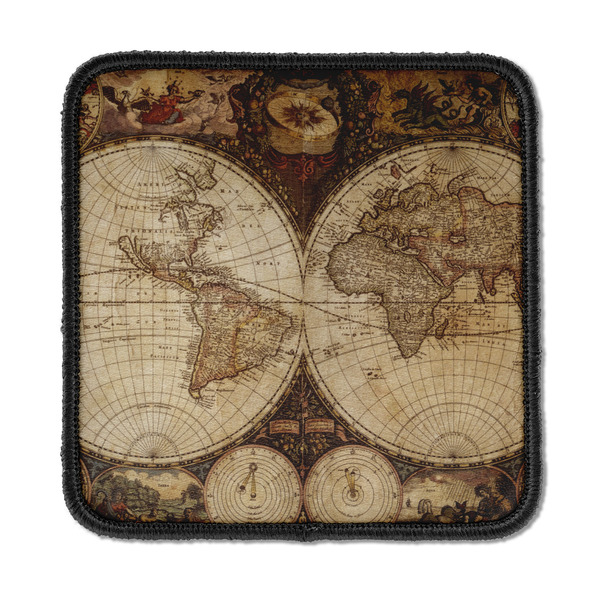 Custom Vintage World Map Iron On Square Patch
