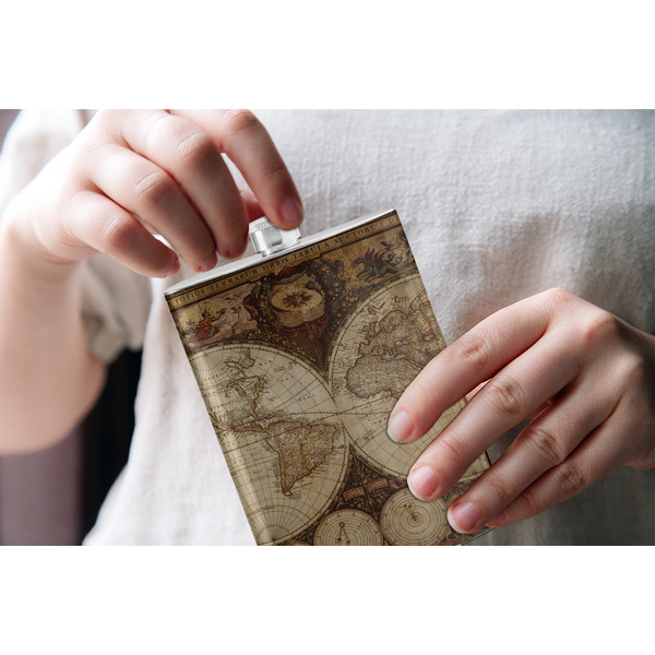 Vintage World Map Stainless Steel Flask - LIFESTYLE 1