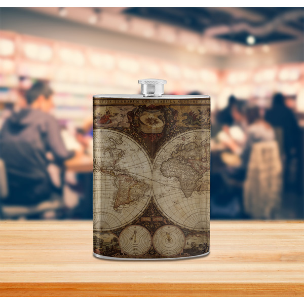 Vintage World Map Stainless Steel Flask - LIFESTYLE 2