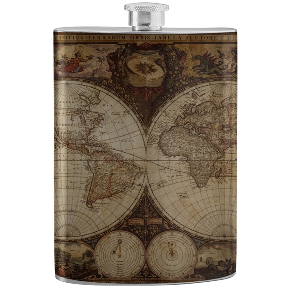 Custom Vintage World Map Stainless Steel Flask