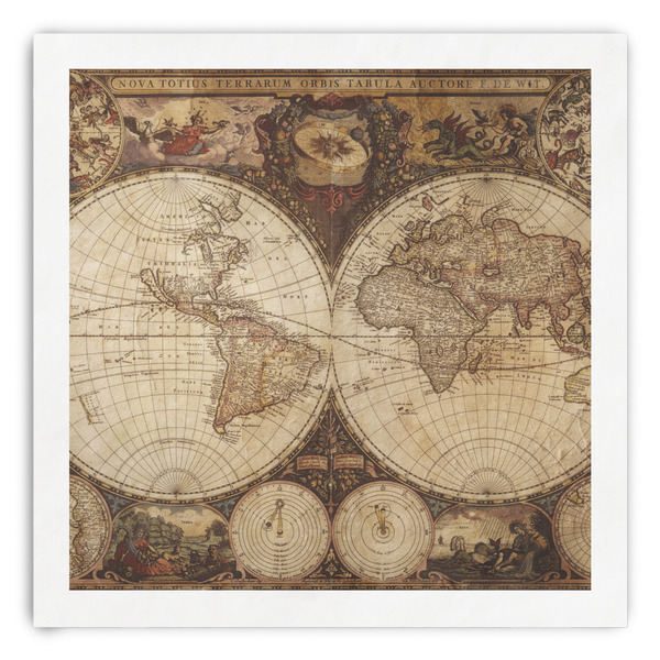 Custom Vintage World Map Paper Dinner Napkins