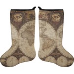 Vintage World Map Holiday Stocking - Double-Sided - Neoprene